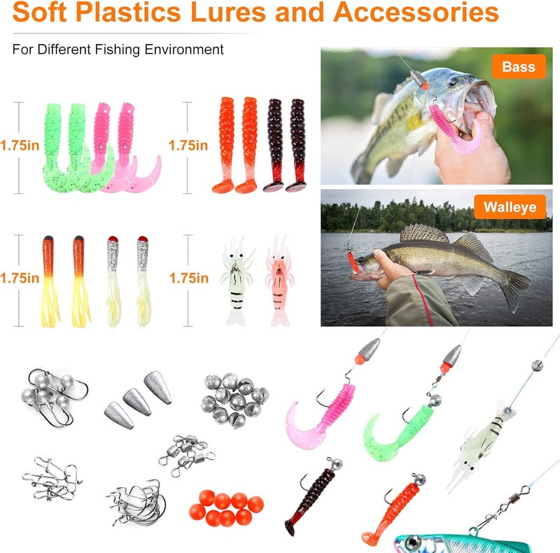TCMBY Fishing Lures Bait Tackle Kit Set for Freshwater Trout Bass Fishing, Including Accessories, Fishing Tackle Box, Crankbait, Spoon, Hooks, Fishing Gear and Equipment for Starter Beginner. - Image 5